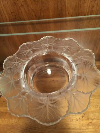 Lalique " Honfleur " (geranium) Crystal Dish 5 3/4 " Signed