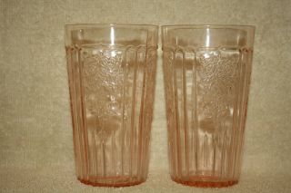 (2) Mayfair (open Rose) Pink Flat Iced Tea Tumblers