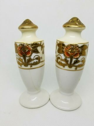 Noritake Christmas Ball Salt And Pepper Shakers Handpainted Gold Tops And Trim