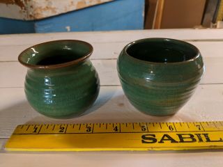 Rowantrees Pottery Blue Hill Maine Small Green Bowls