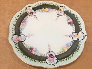 Limoges France Antique Hand Painted Cabinet Dessert Plate Initialed Roses