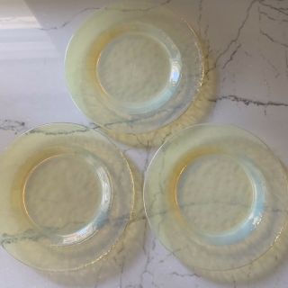 Yalos Casa Murano Glass Plates Yellow Transparent Set Of Three Salad 8 " Italy