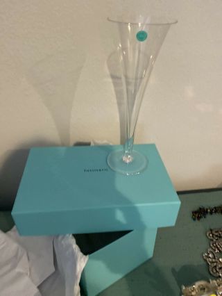 Tiffany & Co.  Crystal Trumpet Flute Champagne Toasting Glasses Set Of 2 W/ Box