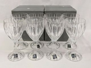 Set Of 8 Mikasa Park Lane Crystal Wine Glasses Water Goblets 6 1/4 " W/ Boxes