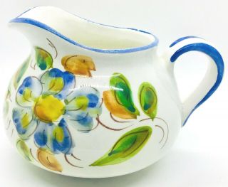 Hand - Painted Ceramic Pitcher Planter Floral Design Made In Portugal