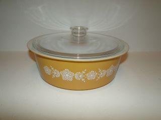 Pyrex 664 Large Big Bertha Butterfly Gold 4 Qt Casserole With Glass Lid 664 - C