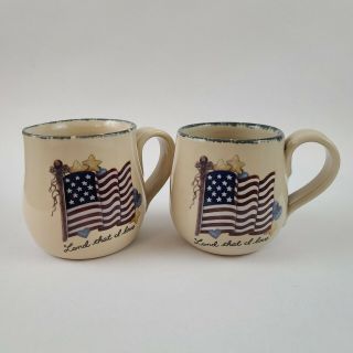 Home & Garden Party 2005 American Flag Land That I Love Coffee Mug Set Of 2 Mugs
