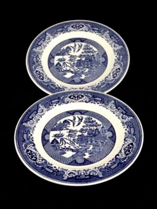 Set Of 2 Royal China Usa Blue Willow Ware 10 " Dinner Plates (loc - 12p)
