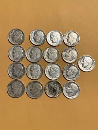17 Roosevelt 90 Silver Dimes.  (1946 - 1964).  3 - P &14 - D See Pictures