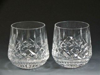2 Waterford Crystal Lismore Roly - Poly Old Fashioned Glass - 3 3/8 " Tall