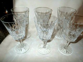 Set Of 6 Waterford Lismore Crystal Glass Wine Glasses Goblets 6 - 3/4 " Tall