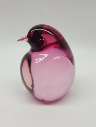 Vintage Oggetti Murano Pink Art Glass Bird Paperweight Italy 3 - 1/2 " Tall