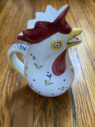 Shafford Italian Rooster Chicken Pitcher Italy 8.  75 " Hand Painted Ceramic