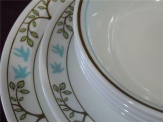 Nw 12 - Pc Corelle Tree Bird Dinnerware Set Dinner Lunch Plates 18 - Oz Bowls
