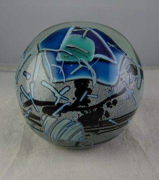 Mark Russell Abstract Studio Art Glass Paperweight Signed 2