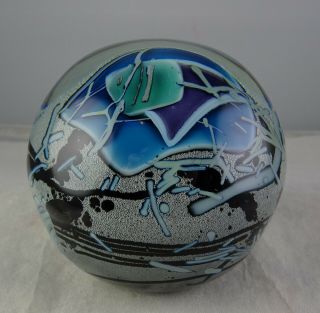 Mark Russell Abstract Studio Art Glass Paperweight Signed 3