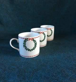 Laura Ashley Christmas Holly Wreath Coffee Cups,  Set Of 3