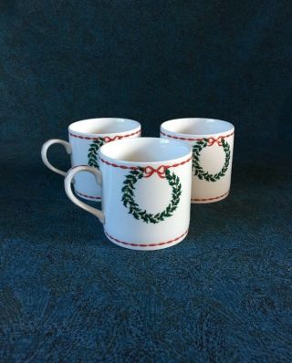 Laura Ashley Christmas Holly Wreath Coffee Cups,  Set of 3 3