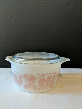 Pyrex Pink Amish Butterprint 473 Casserole Dish With Lid