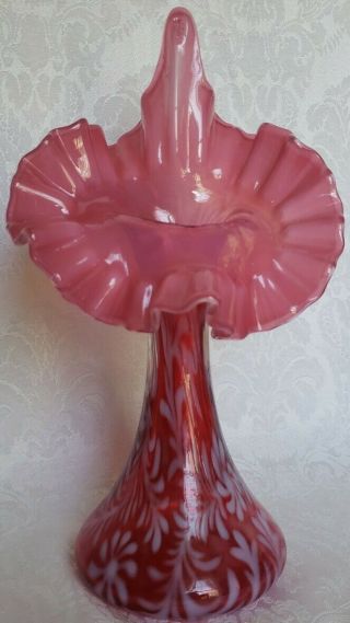 Fenton Cranberry Opalescent Daisy - Fern Jip - Jack In The Pulpit - Tulip Vase 11 1/4 "