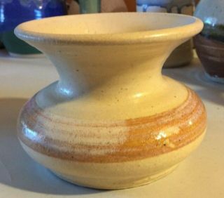 Studio Pottery Hand Painted Apricot Pot/vase By P.  Tadlock,  3.  25 " X4 ",  Potter Signed