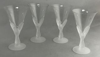 Sasaki Wings Clear Taper Crystal Glass Frosted Dove Water Goblet Stem Set Of 4