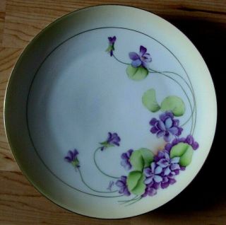 Vintage Hand - Painted Bavarian China Plate Signed.