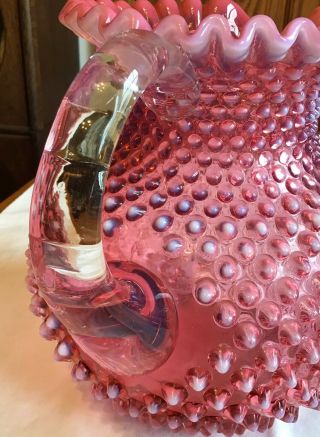 FENTON ART GLASS CRANBERRY OPALESCENT HOBNAIL PITCHER 3