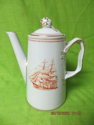 Spode England Coffee Pot W128 - R By Trade Winds Red 8 - 1/2 " Ship Glory Of The Seas