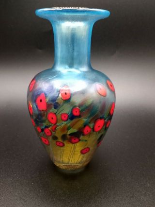 Robert Held Signed California Poppy Art Glass Vase Gorgeous