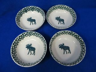 Folk Craft Moose Country By Tienshan 6 1/4 Inch Cereal Bowls Set Of 4