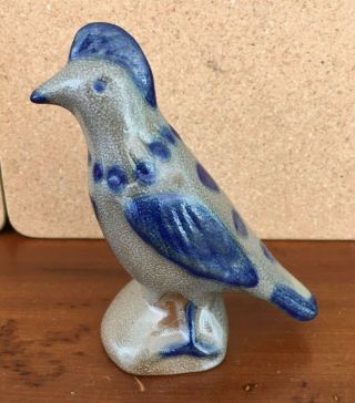 Bbp Beaumont Brothers Pottery Blue & Gray Salt Glazed Bird 1993 - Usa