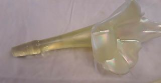 Fenton Art Glass Topaz Vaseline Opalescent Epergne Horn 1997