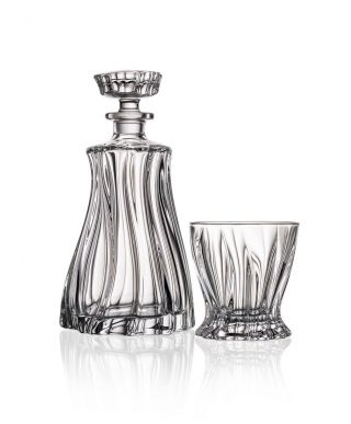 Bohemian Czech Crystal Decanter And Tumbler Whisky Glass Set Of 6,  320 Ml/ 11oz.