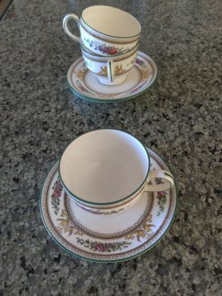 Wedgewood Leigh Shaped - Footed Tea Cups And Saucers,  Columbia W595,  Set Of 3 Ea.