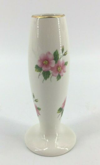 Vintage Lord Nelson Pottery England Pink Flowers Hand Crafted 5 " Bud Vase 977