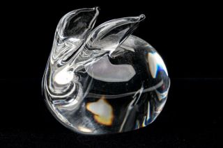 Steuben Glass Rabbit | Signed Crystal Hand Cooler Paperweight | Bunny Hare
