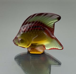 Lalique Crystal France Red Rouge Poisson Fish Figurine 3002300