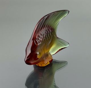 LALIQUE CRYSTAL FRANCE RED ROUGE POISSON FISH FIGURINE 3002300 2
