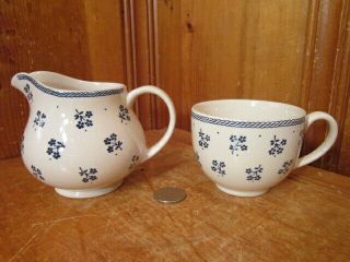 Johnson Bros Laura Ashley Petite Fleur Blue Floral Coffee Cup & Creamer England