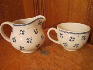 Johnson Bros Laura Ashley Petite Fleur Blue Floral Coffee Cup & Creamer England 3