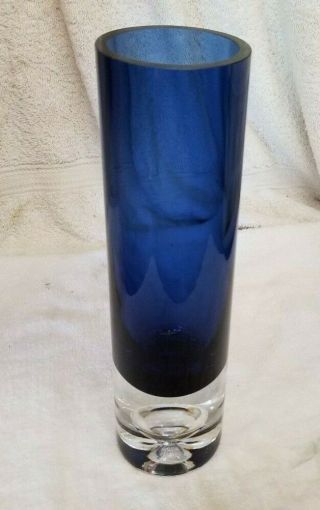 Signed Tapio Wirkkala 3586 Mid - Century Art Glass,  Cobalt Blue Vase,  10 1/2 "