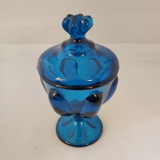 Vintage Viking Glass Blue Bluenique Mcm Art Glass 5 1/2 " Jar Mcm