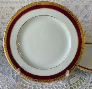 ❤ Haviland Limoges Symphonie Red And Gold Bread Plate 6 3/8