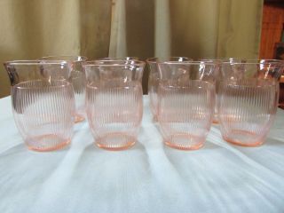 Jeannette Glass Homespun/finerib (8) 8oz Tumblers In Pink