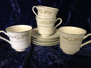 International Silver Co Fine Bone China 326 Springtime 4 Cups With Saucers