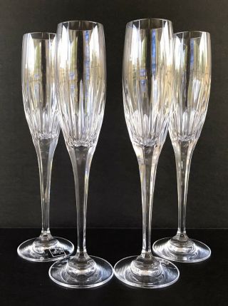 Mikasa Arctic Lights Crystal Champagne Flutes 10 3/4” Set Of 4