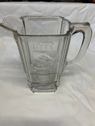 Deer And Pine Early American Pattern Glass Pitcher Eapg 1886 Mckee