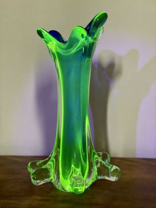 Absolutely Stunning Retro Large Murano Uranium Glass Vase