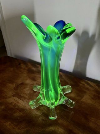 Absolutely Stunning Retro Large Murano Uranium Glass Vase 3